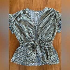 Max Studio floral print peasant top spring summer rayonne